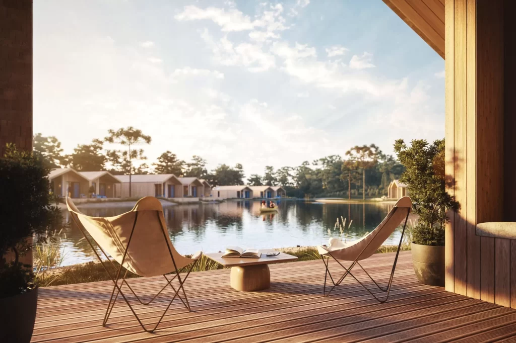 Lake house deck view