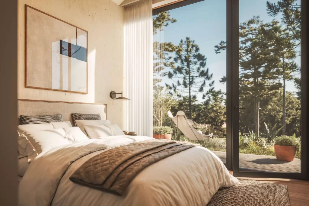 Lake house nature side bedroom indoor